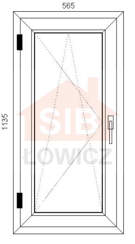 Okno PVC 565 x 1135 Lewe SIB Łowicz