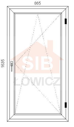 Okno PVC 865 x 1635 Prawe SIB Łowicz