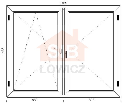 Okno PVC 1765 x 1435 Symetryczne Lewe