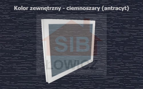 Typ: Okno inwentarskie PCV - NIEOTWIERANE | 
Kolor: antracyt/biały | 
Szyba zespolona o grubości 14mm | 
Wymiary: 
szerokość: 120cm, 
wysokość: 110cm
