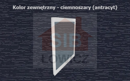 Typ: Okno inwentarskie PCV - NIEOTWIERANE | 
Kolor: antracyt/biały | 
Szyba zespolona o grubości 14mm | 
Wymiary: 
szerokość: 70cm, 
wysokość: 90cm