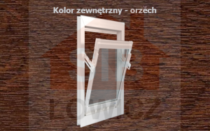 Okno inwentarskie orzech/białe UCHYLNE 80x90 [cm]