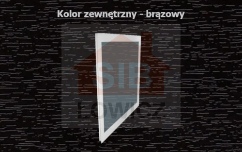 Typ: Okno inwentarskie PCV - NIEOTWIERANE | 
Kolor: brązowy/biały | 
Szyba zespolona o grubości 1AC4mm | 
Wymiary: 
szerokość: 80cm, 
wysokość: 100cm