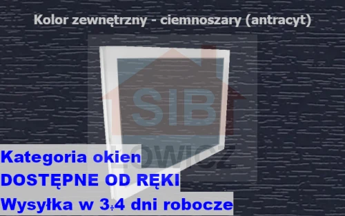 Typ: Okno inwentarskie PCV - NIEOTWIERANE |  Kolor: ciemnoszary (antracyt) |  Szyba zespolona o grubości 14mm |  Wymiary:  szerokość: 90cm,  wysokość: 50cm