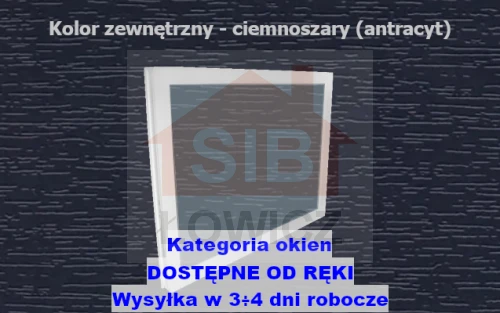 Typ: Okno inwentarskie PCV - NIEOTWIERANE |  Kolor: ciemnoszary (antracyt) |  Szyba zespolona o grubości 14mm |  Wymiary:  szerokość: 90cm,  wysokość: 50cm