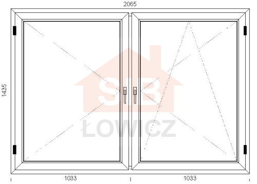 Okno PVC 2065 x 1435 Symetryczne Prawe