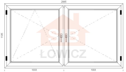 Okno PVC 2065 x 1135 Symetryczne Lewe