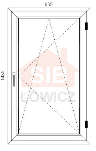 Okno PVC 865 x 1435 Prawe SIB Łowicz
