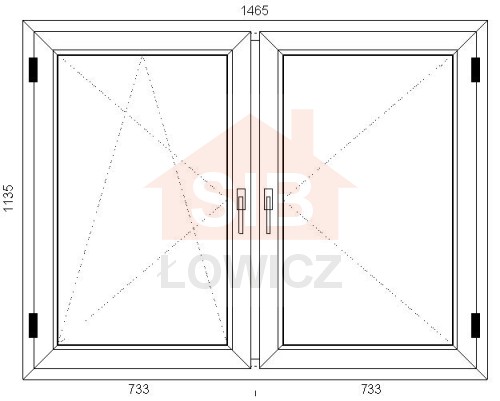 Okno PVC 1465 x 1135 Symetryczne Lewe SIB Łowicz