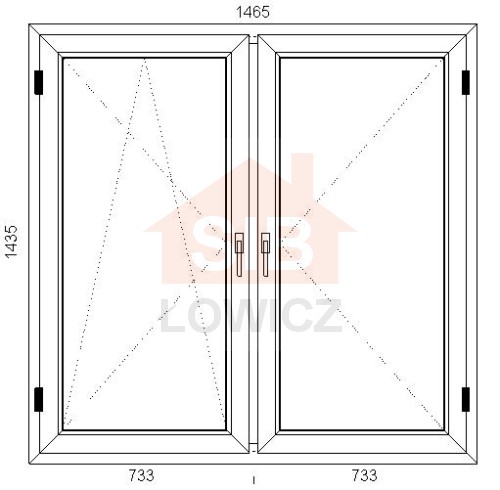 Okno PVC 1465 x 1435 Symetryczne Lewe SIB Łowicz