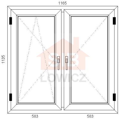Okno PVC 1165 x 1135 Symetryczne Lewe SIB Łowicz