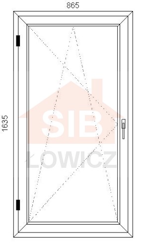Okno PVC 865 x 1635 Lewe SIB Łowicz