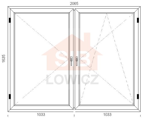 Okno PVC 2065 x 1635 Symetryczne Prawe