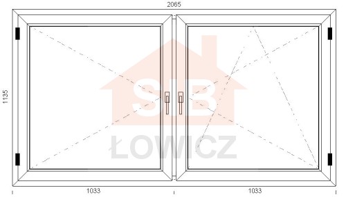 Okno PVC 2065 x 1135 Symetryczne Prawe