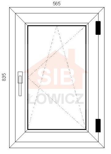 Okno PVC 565 x 835 Prawe