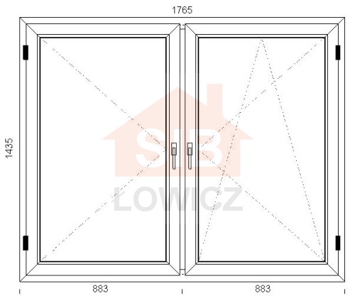Okno PVC 1765 x 1435 Symetryczne Prawe