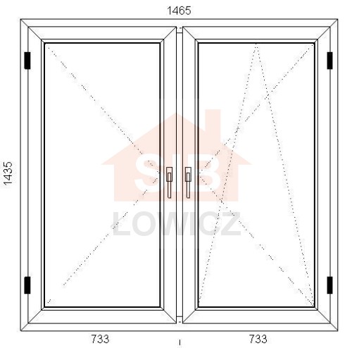 Okno PVC 1465 x 1435 Symetryczne Prawe SIB Łowicz