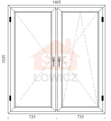 Okno PVC 1465 x 1635 Symetryczne Prawe