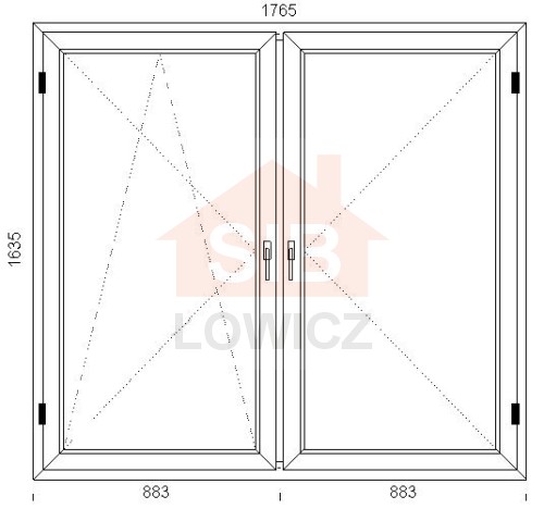 Okno PVC 1765 x 1635 Symetryczne Lewe