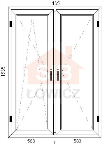 Okno PVC 1165 x 1635 Symetryczne Lewe SIB Łowicz