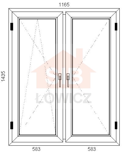 Okno PVC 1165 x 1435 Symetryczne Lewe SIB Łowicz