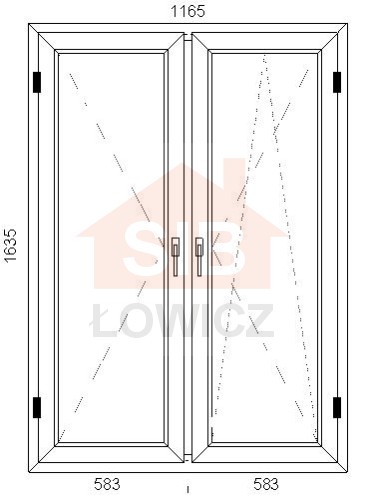 Okno PVC 1165 x 1635 Symetryczne Prawe SIB Łowicz
